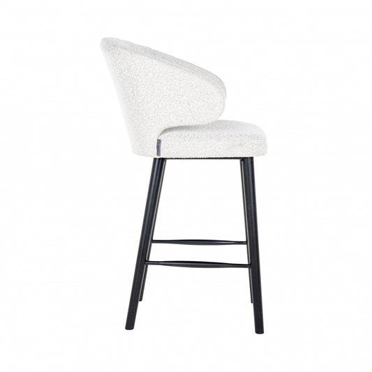 Scaun de bar din Textil si Lemn de fag Alb/Negru H106xL50xA62cm Indigo Richmond Interiors