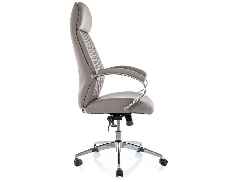 Scaun de birou din Piele ecologica Gri si Metal Argintiu H118-126xL64xA63cm Q-09