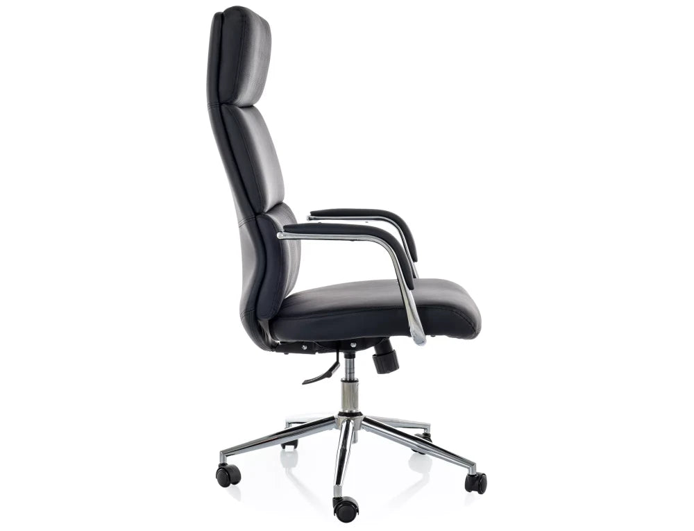 Scaun de birou din Piele ecologica Negru si Metal Argintiu H119-127xL65xA71cm Q-03
