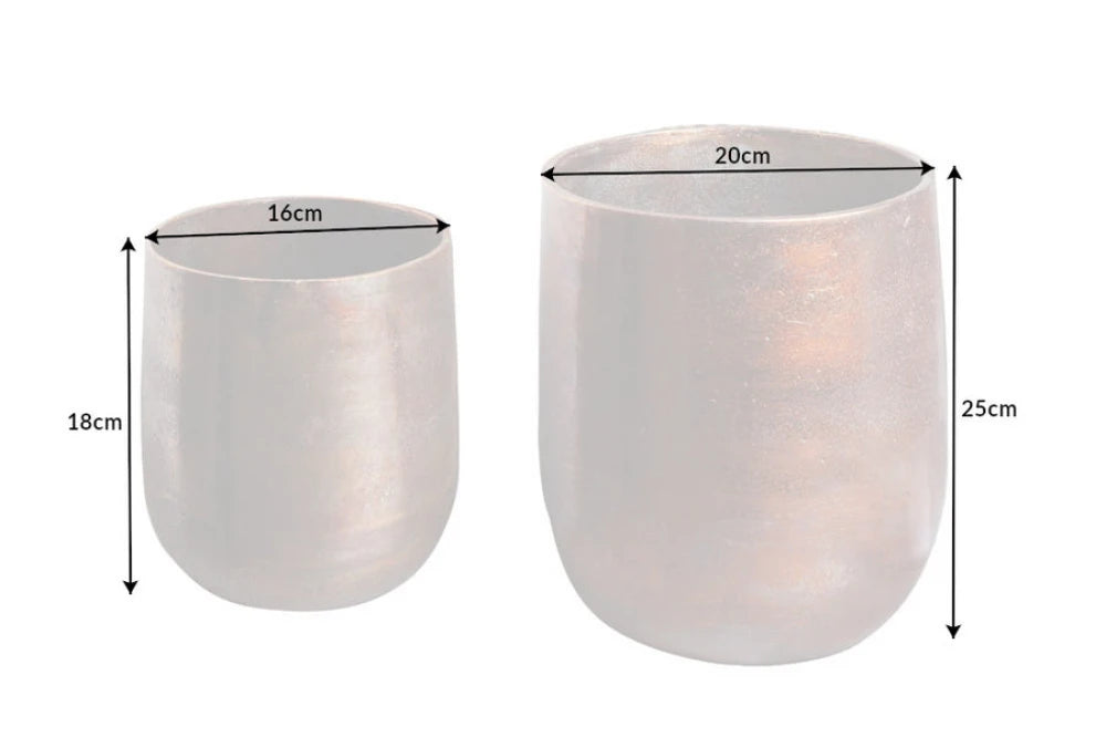Set 2 ghivece din Metal Cupru H18/25xD16/20cm Flowers Small