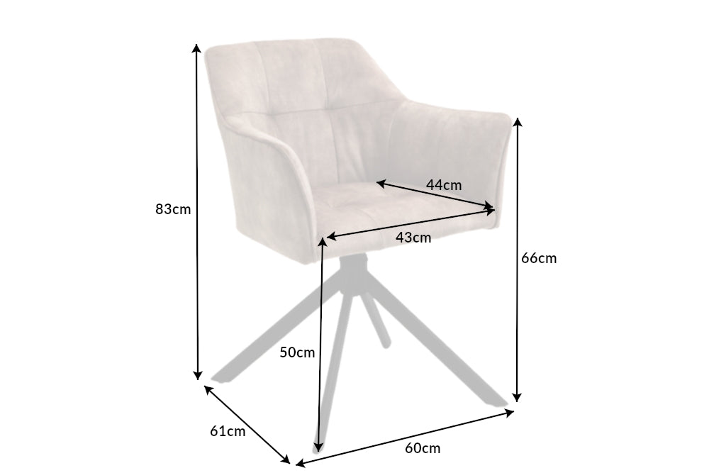 Set 2 scaune rotative tapitat cu Catifea Bej cu picioare din Metal Negru H83xL60xA61cm Loft