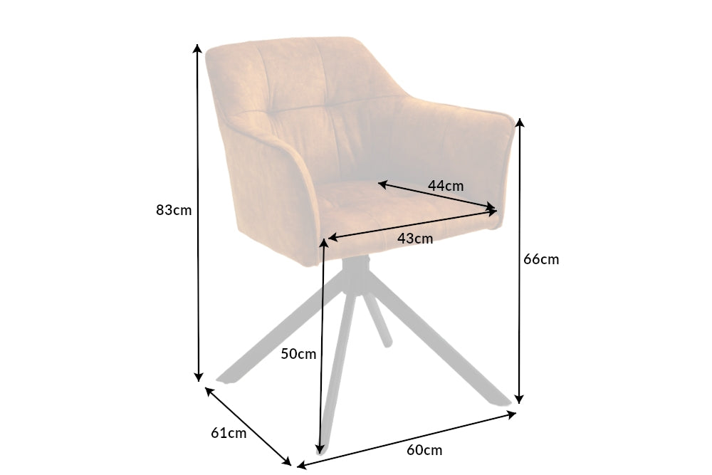 Set 2 scaune rotative tapitat cu Catifea Galben cu picioare din Metal Negru H83xL60xA61cm Loft