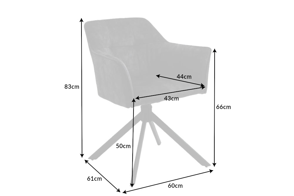 Set 2 scaune rotative tapitat cu Catifea Gri cu picioare din Metal Negru H83xL60xA61cm Loft