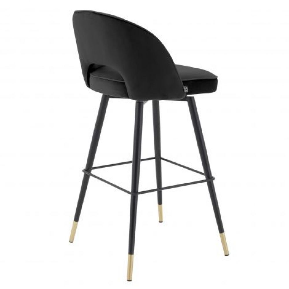Set 2 scaune de bar rotative tapitat cu Catifea Negru cu picioare din Metal Negru/Auriu H103xL51xA52cm Cliff