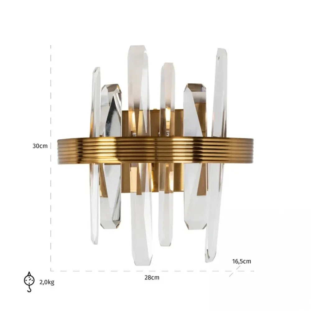 Aplica de perete din Metal Auriu si Cristal Transparent H30xL28cm Brigh Richmond Interiors