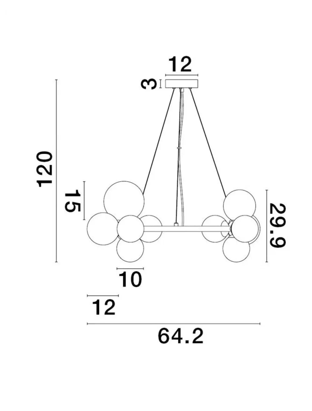 Lustra structura din Metal Negru si abajur din Sticla Fumuriu H120xL64.2cm IP20 ODILLIA