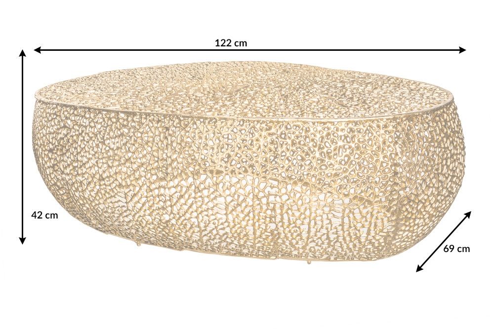 Masuta de cafea Asimetrica din Metal Auriu L122xH42cm Leaf