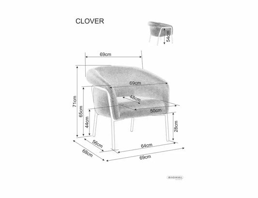 Fotoliu din Stofa Gri si Metal Negru H71xL69xA68cm Clover