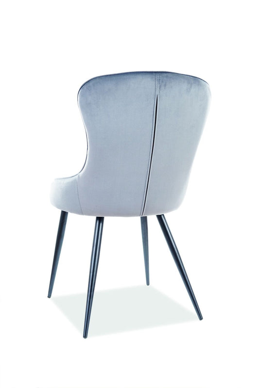 Scaun tapitat cu Catifea Gri cu picioare din Metal Negru H91xL52xA45cm Lotus