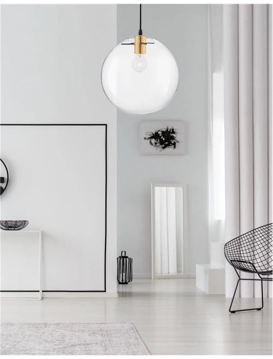 Pendul structura din Metal Negru/Auriu si abajur din Sticla Transparent H187xL30cm IP20 MIRALE