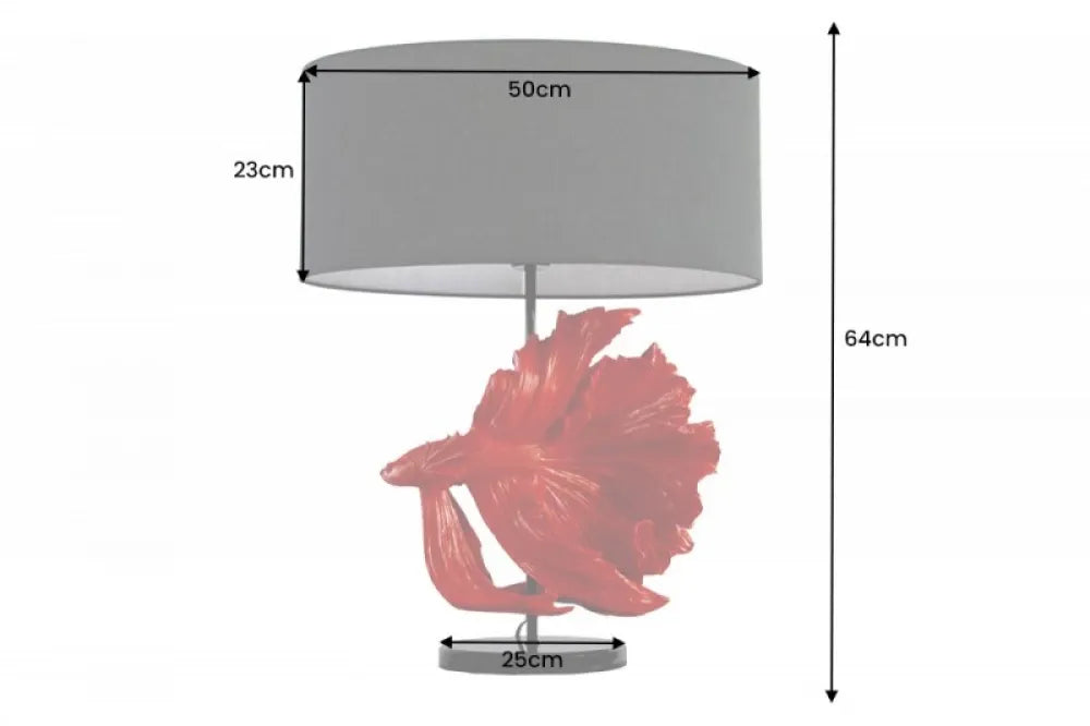 Veioza din Polirasina Rosu si Textil Negru H64xD50cm Crowntail