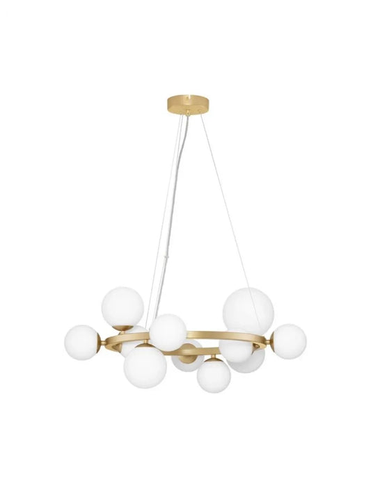 Lustra structura din Metal Auriu si abajur din Sticla Alb H120xL65cm IP20 ODILLIA