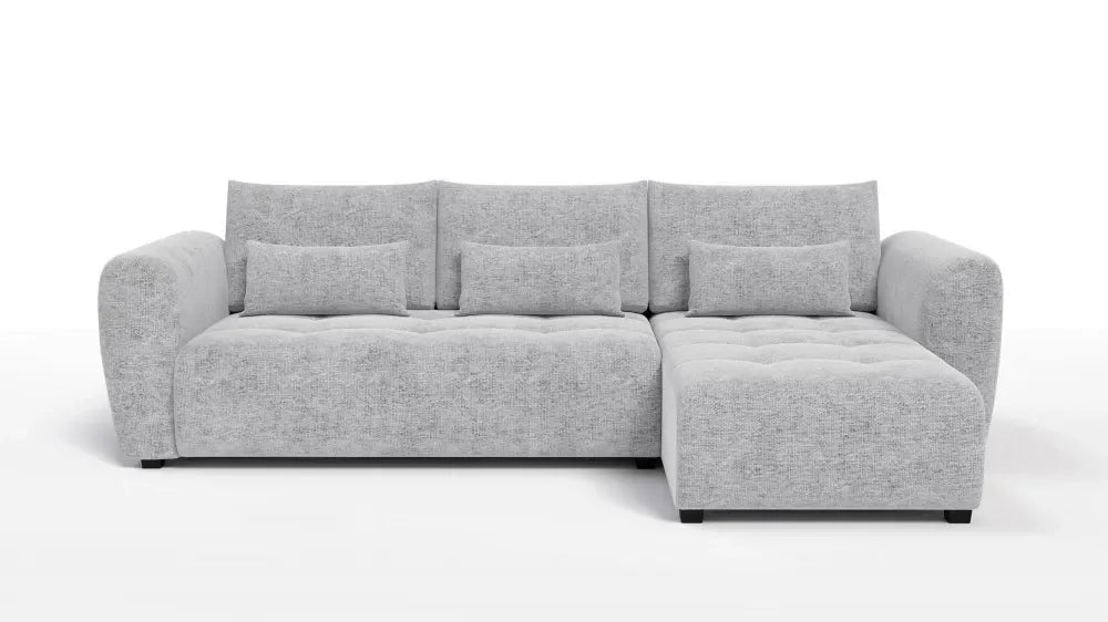 Coltar in forma de L tapitat cu Chenille Gri deschis Sajma 20 L293x171cm Trezzo