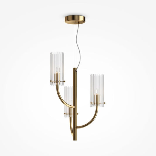 Lustra din Metal si Sticla Alama/ cu 3 becuri G9 40W D35xH198cm Arco