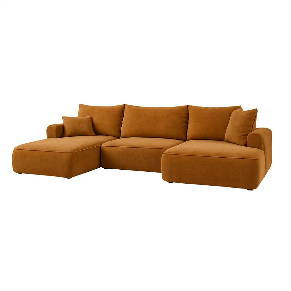 Coltar extensibil catifea vogue galben cu lada depozitare Nubio III 364x159cm