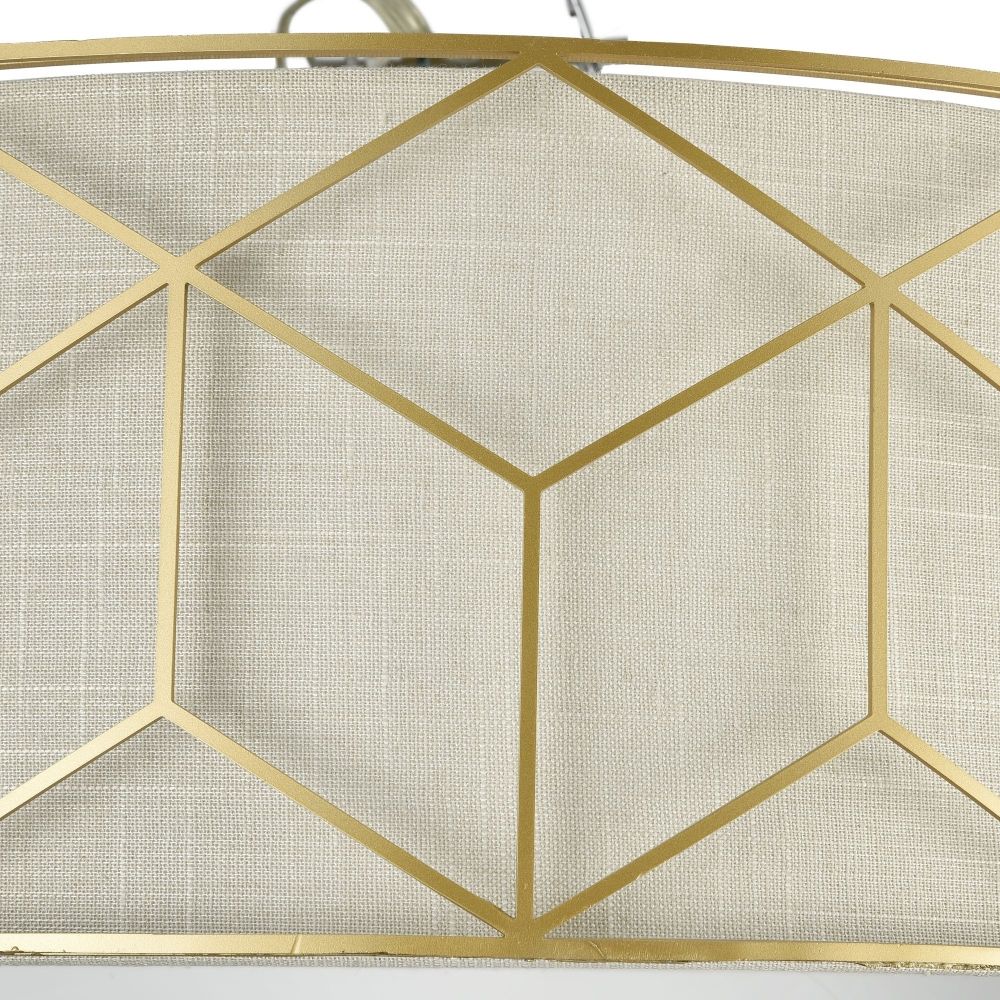 Plafoniera Rotunda din Textil si Metal Bej/Auriu Messina D57xH24cm