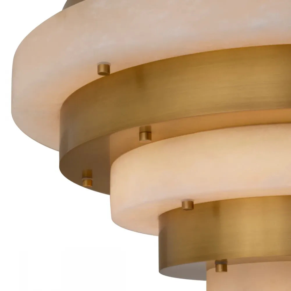 Candelabru din Otel inoxdabil Alama atichizata si Alabastru Alb H53xD60cm Lazzari Eichholtz