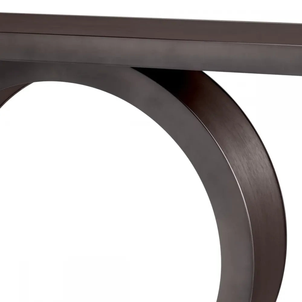 Consola din Furnir de stejar Maro Mocha si Metal Bronz L130xH76.5cm Odis Eichholtz