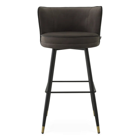 Scaun de bar rotativ tapitat cu Catifea Gri L53xA48xH100.5cm Grena Eichholtz