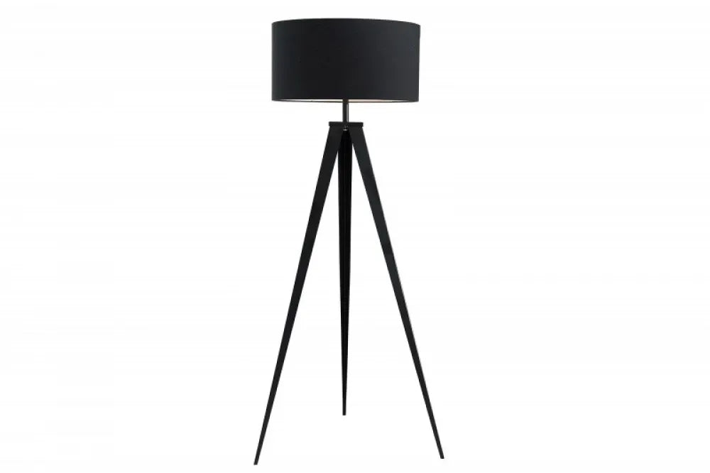 Lampa de podea din Metal Negru si Textil Negru H142xD63cm Tripod