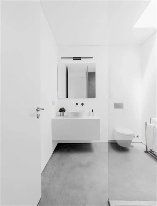 Aplica de perete structura din Aluminiu Negru si abajur din Acrilic Alb H7.5xL63cm IP44 18W 1513lm 3000k FLAT