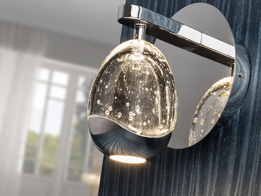 Aplica de perete din Metal Argintiu si Sticla Transparent H19xL13cm Rocio