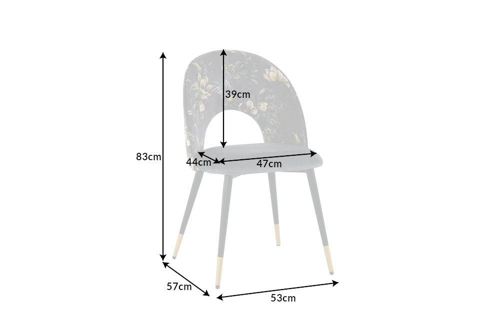 Set 2 scaune tapitat cu Catifea Gri cu picioare din Metal Negru/Auriu H83xL53xA57cm Boutique
