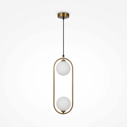 Pendul din Metal si Sticla Alama/Alb cu 2 becuri G9 25W L17xH204cm Ring