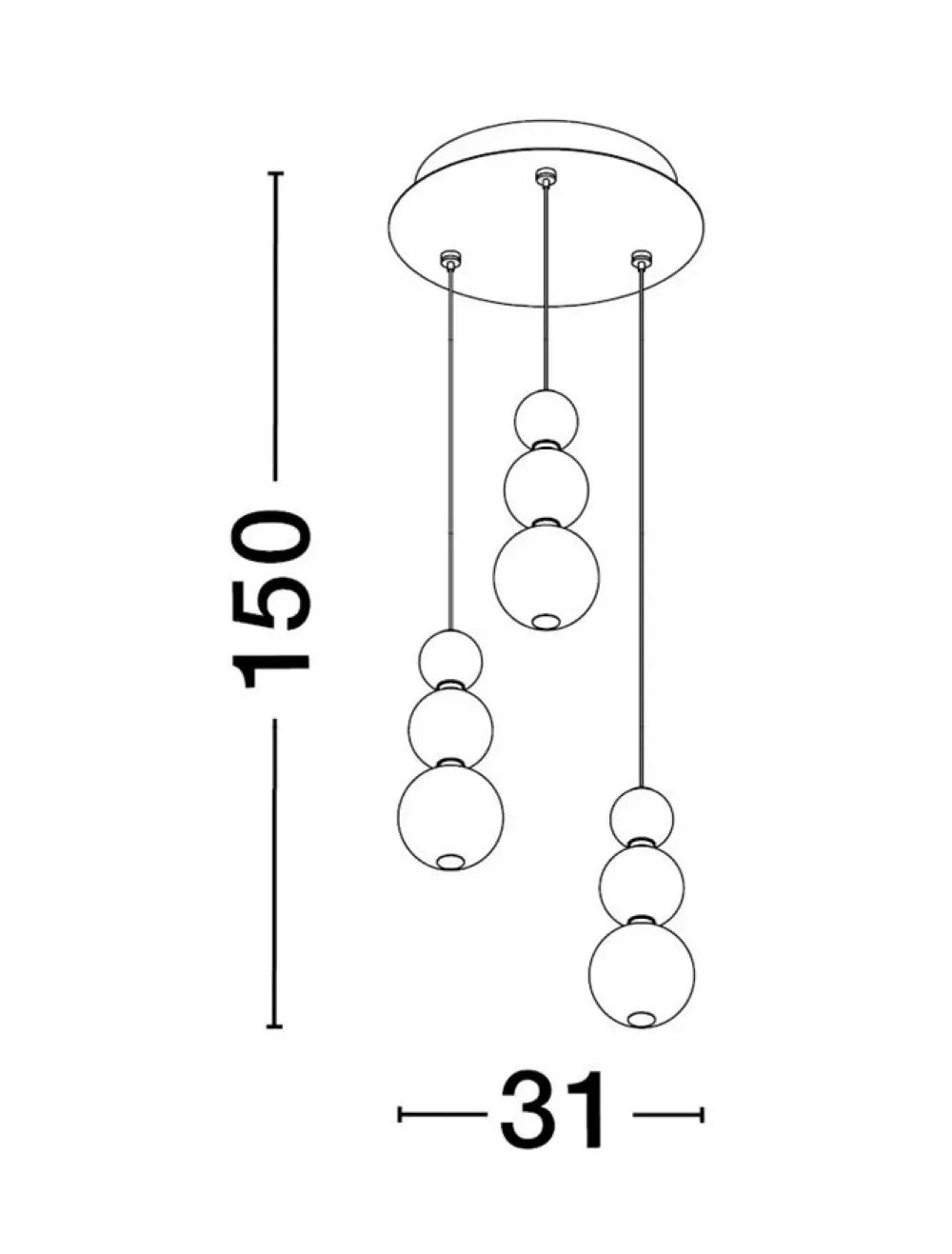 Candelabru structura din Metal Auriu si abajur din Sticla Alb H150xL31cm IP20 23W 2281lm 3000k PERLA