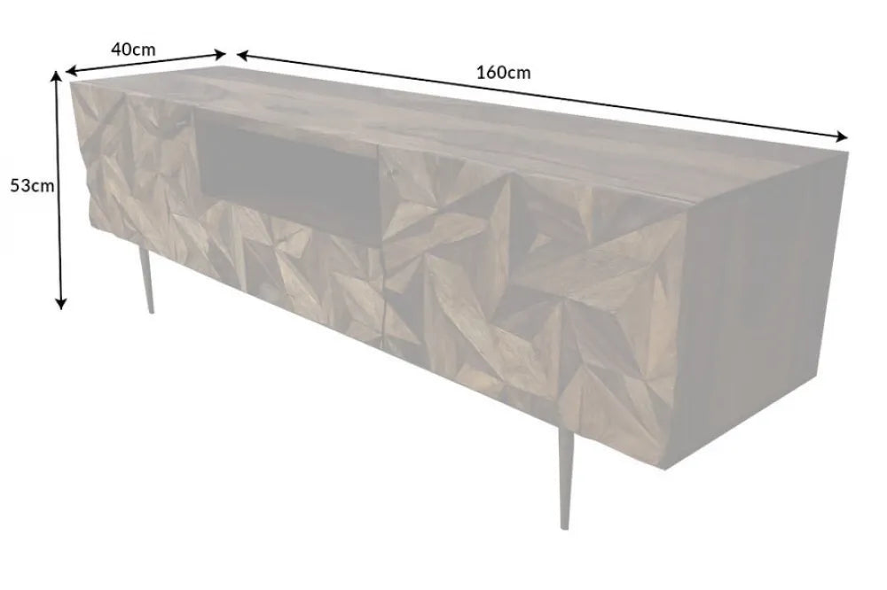 Comoda TV din Lemn de sheesham Maro si Metal Auriu L160xH53cm ALPINE