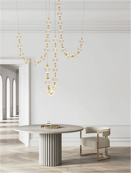 Candelabru structura din Metal Auriu si abajur din Cristal Transparent H300xL147cm IP20 134W 8530lm 3200k BRILLANTE