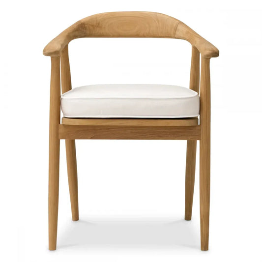Scaun de exterior din Lemn de tec Maro si Stofa Alb H77.5xL58xA56cm Beale Eichholtz