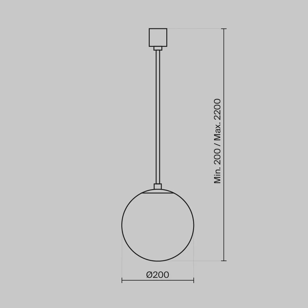 Pendul din Aluminiu Negru H220xD20cm IP 20 5W 350lm 4000k Luna
