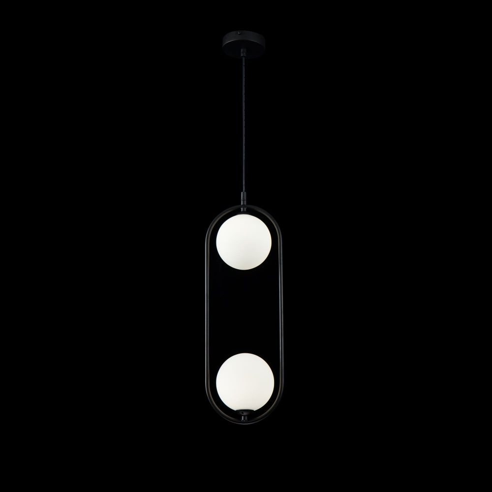 Pendul cu inaltime reglabila din Sticla Alb cu 2 becuri L17x12xH204cm Ring