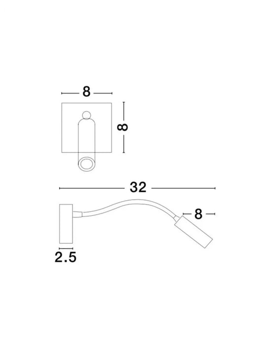 Aplica de perete din Aluminiu Alb H8xL32cm IP20 3W 190lm 3000k MADISON