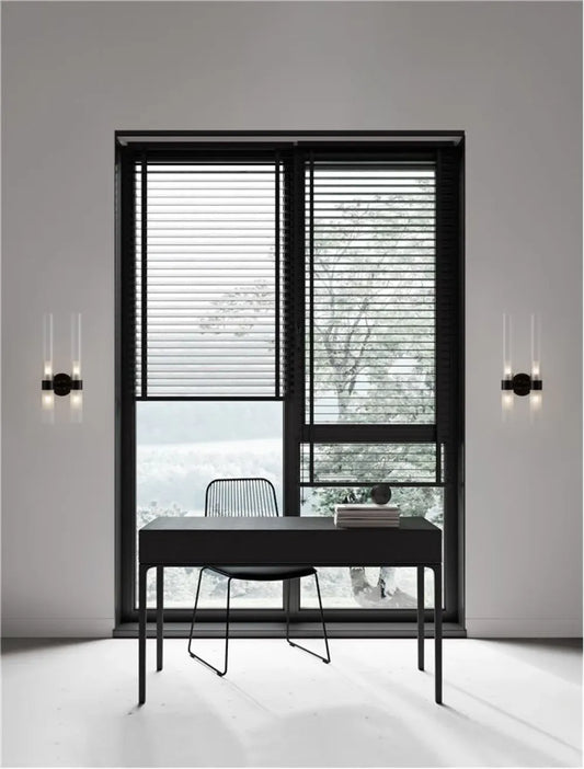 Aplica de perete structura din Metal Negru si abajur din Sticla Transparent/Alb H46.5xL17.5cm IP20 CENTURY