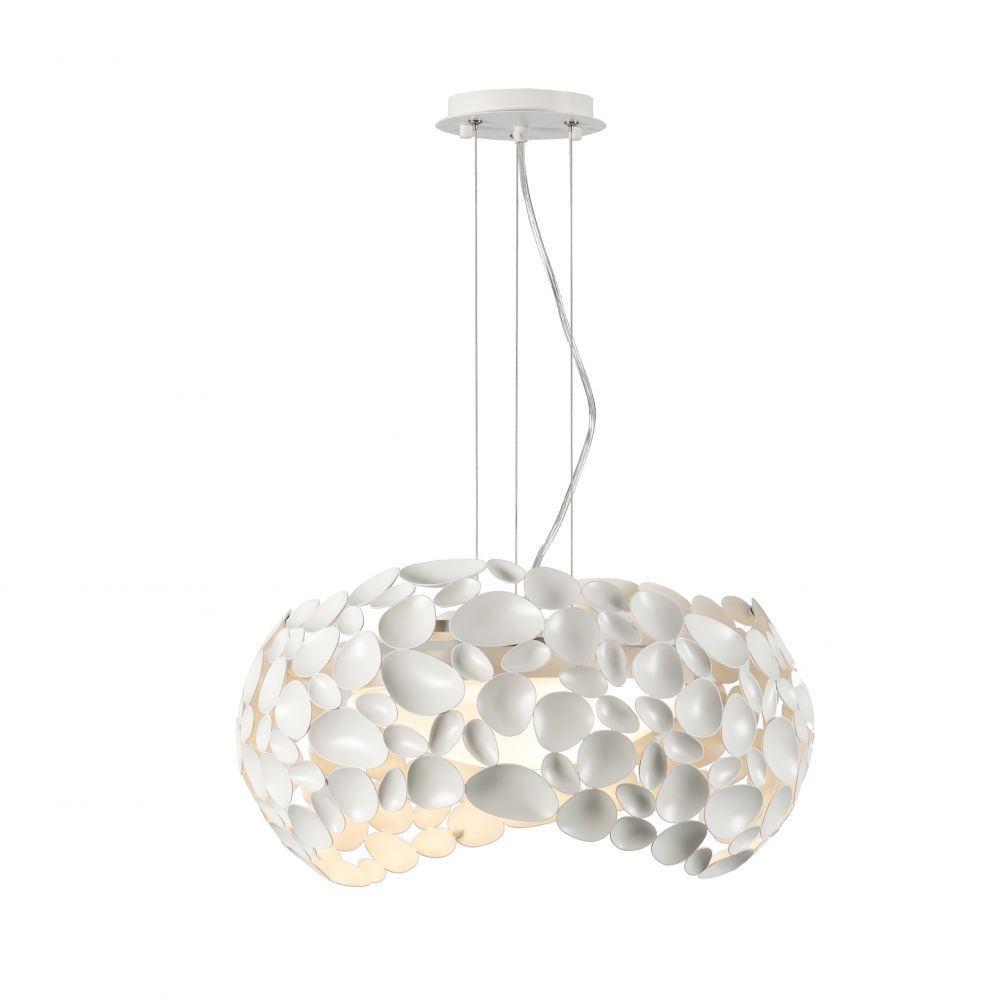 Lustra rotunda cu inaltime reglabila din Metal Alb cu 5 becuri D47xH135cm Narisa