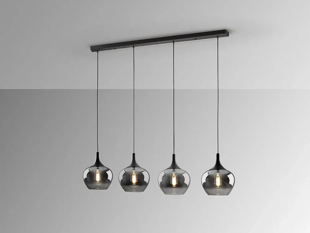 Lustra din Metal Negru si Sticla Fumuriu H120xL109cm Opaz