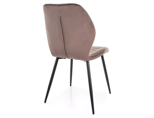 Set 2 scaune din Catifea Maro cappuccino si Metal Negru Hx86Lx48xA56cm Mike