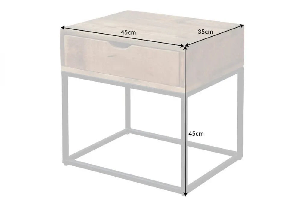Noptiera din Lemn de mango Maro si Metal Negru L45xH45cm Iron craft