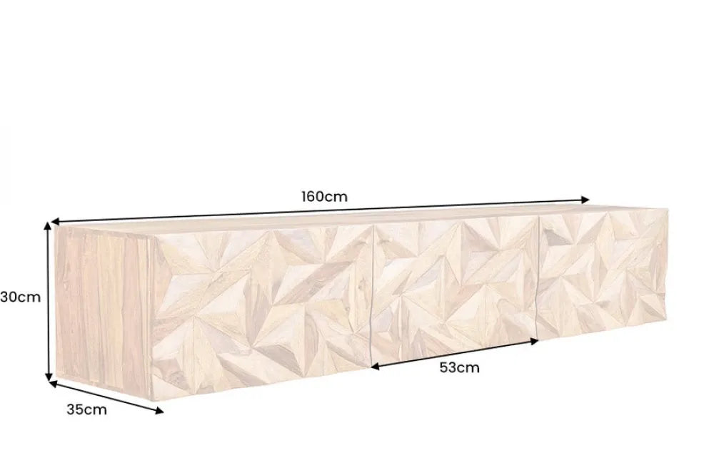 Comoda TV suspendata din Lemn de sheesham Maro L160xH30cm ALPINE