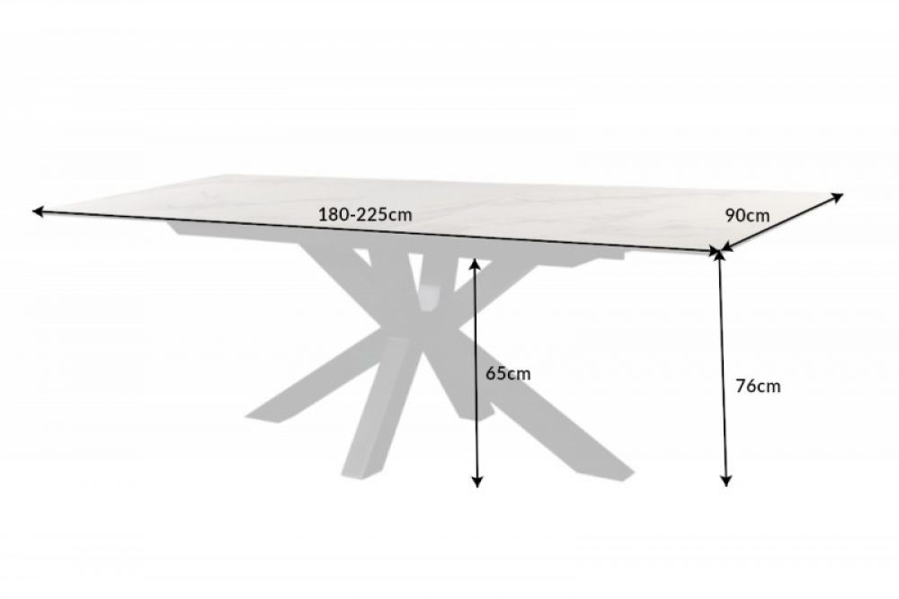 Masa extensibila dreptunghiulara din Ceramica si Metal Alb/Negru de 6-8 persoane L180/225x90cm Eternity