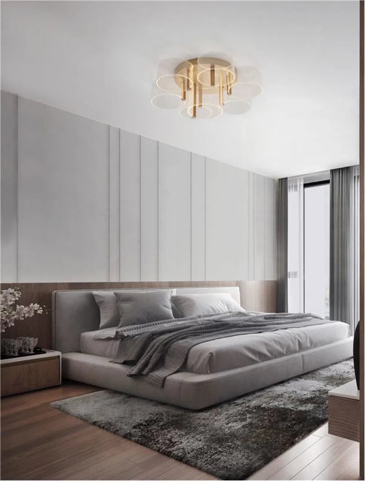 Plafoniera structura din Metal Auriu si abajur din Acrilic Transparent H25.6xL68cm IP20 41W 2116lm 3000k GATLIN