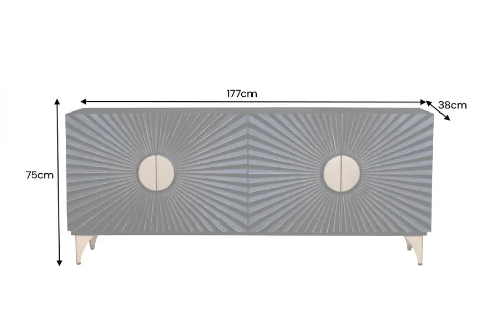 Comoda din Lemn de mango Negru/Auriu si Metal Negru L177xH75cm SOLARIS