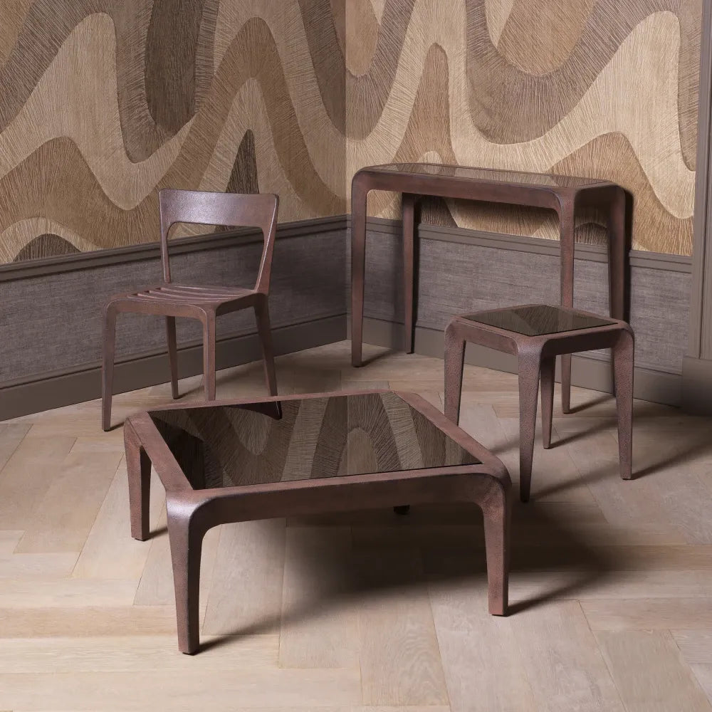 Scaun din Aluminiu Aspect oxidat L48xA56.5xH78cm Quentin Eichholtz