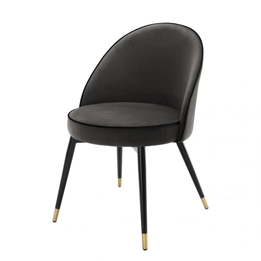 Set 2 scaune tapitat cu Catifea Gri deschis cu picioare din Metal Negru/Auriu H83xL55xA64cm Cooper Eichholtz