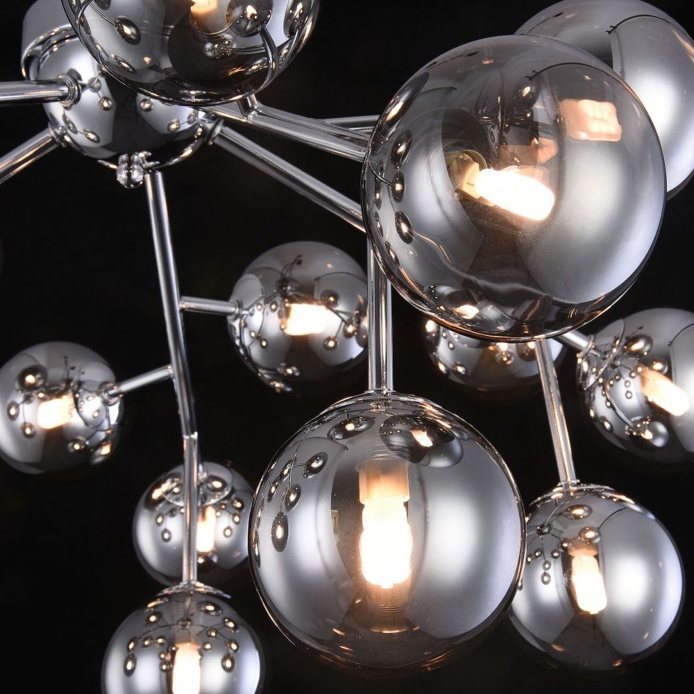 Candelabru Rotund din Metal si Sticla Argintiu/Negru Dallas D75xH25cm