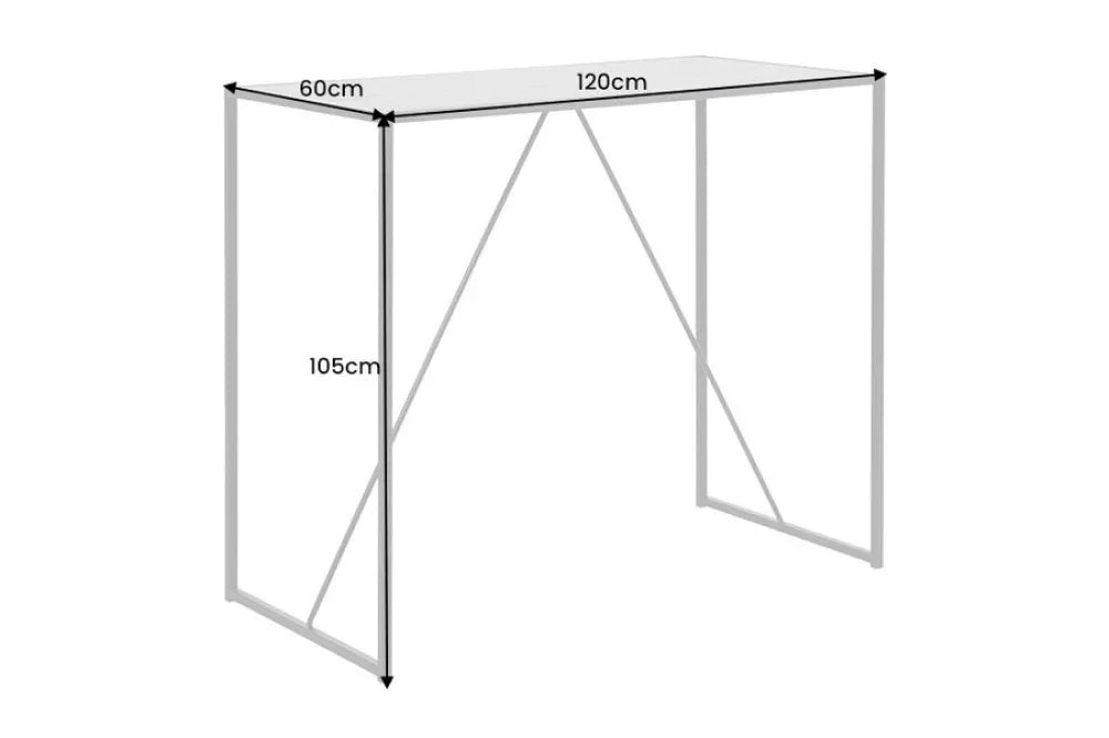Masa bar din MDF Negru cu efect de marmura si Metal Negru L120xH105cm Slim line