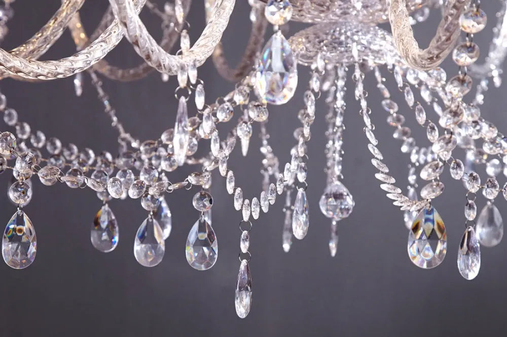 Candelabru din Metal Argintiu si Acrilic Transparent D120xH110cm Diamonds