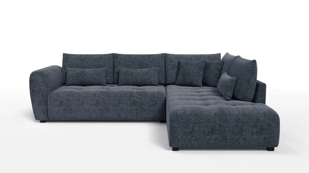 Coltar in forma de L tapitat cu Chenille Albastru Sajma 12 L299x234cm Trezzo